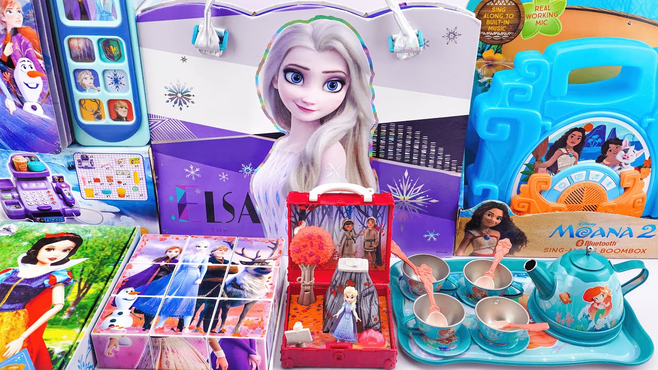 Unboxing Disney Elsa, Moana, Ariel Toys Series | Elsa Activity Tote | Moana Sing-Along Boombox Toy