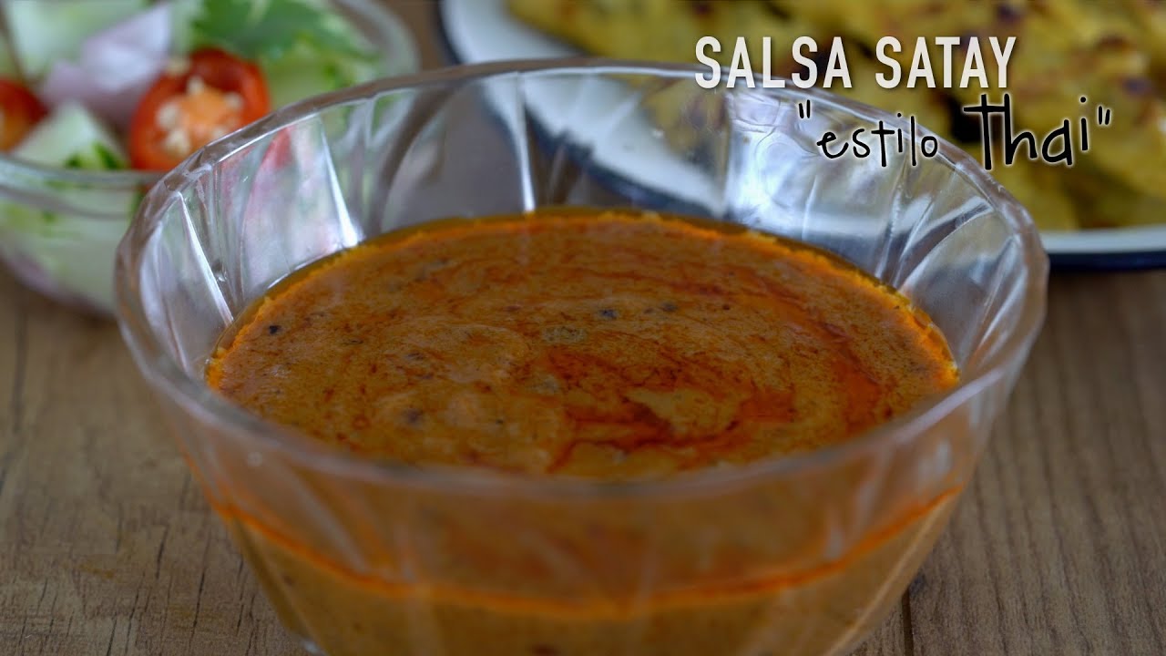 Salsa Satay estilo Thai o Salsa de cacahuetes para Pollo Satay - Homemade Thai Peanuts Sauce