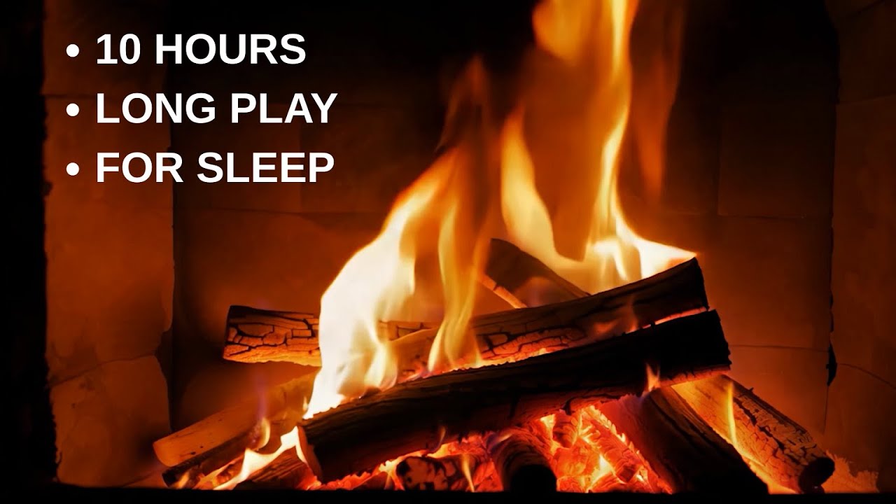 10 Hours Fireplace Sound 🔥 Real Crackling Fire for Sleep, Relax, Study