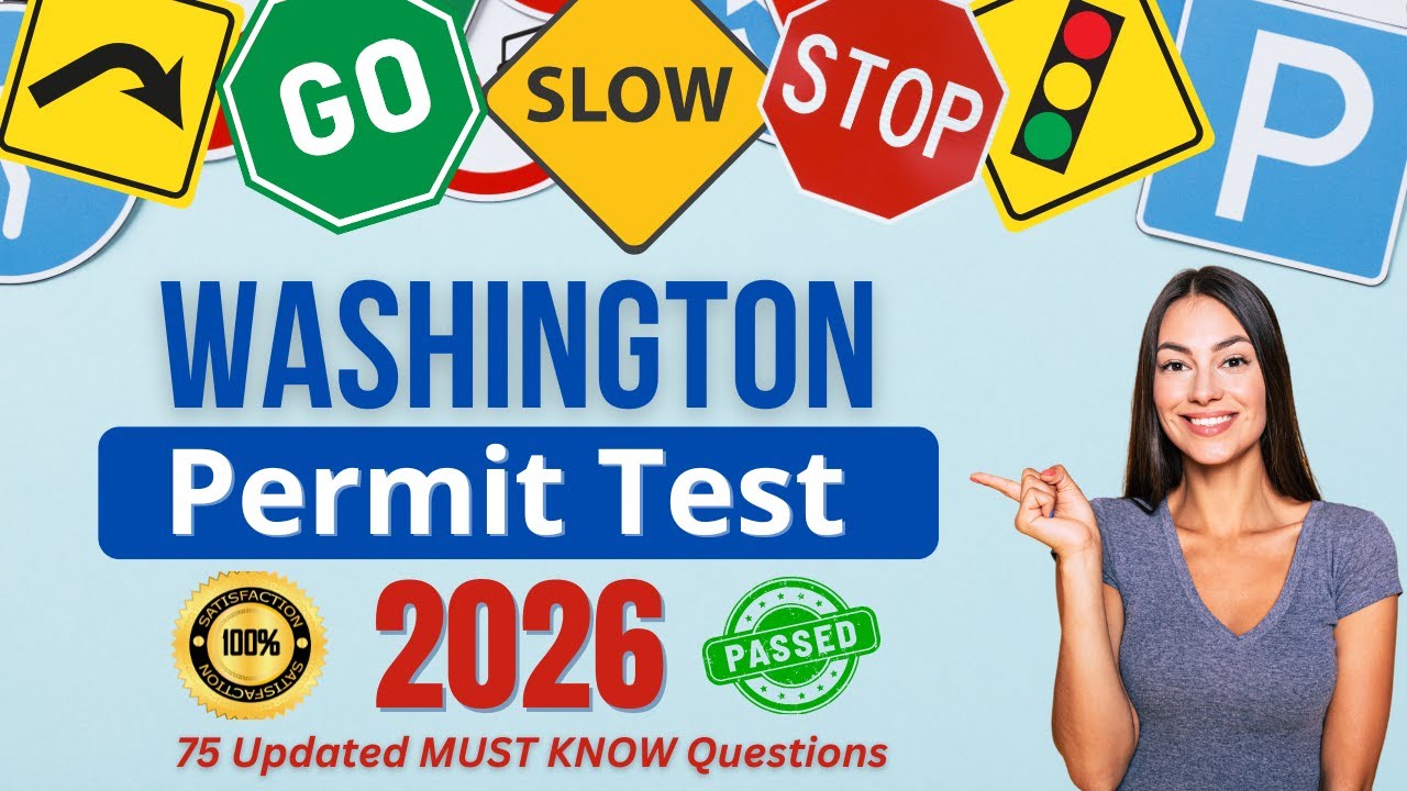 Washington Permit Practice Test 2026: 75 MUST KNOW Questions & Answers to PASS the DMV (DOL) Test!