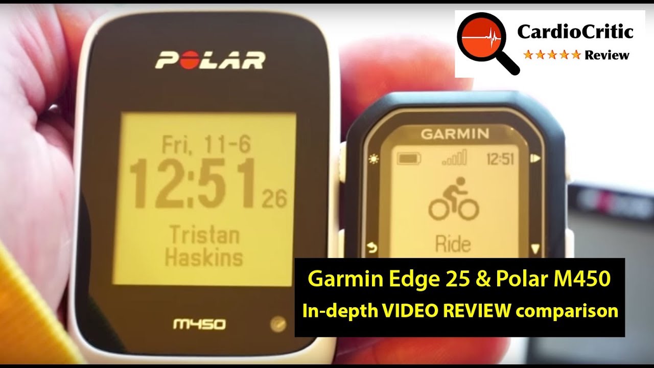 Comparing Features. The Best Bike Computers of 2017 (value for money). Polar M450 & Garmin Edge 25.
