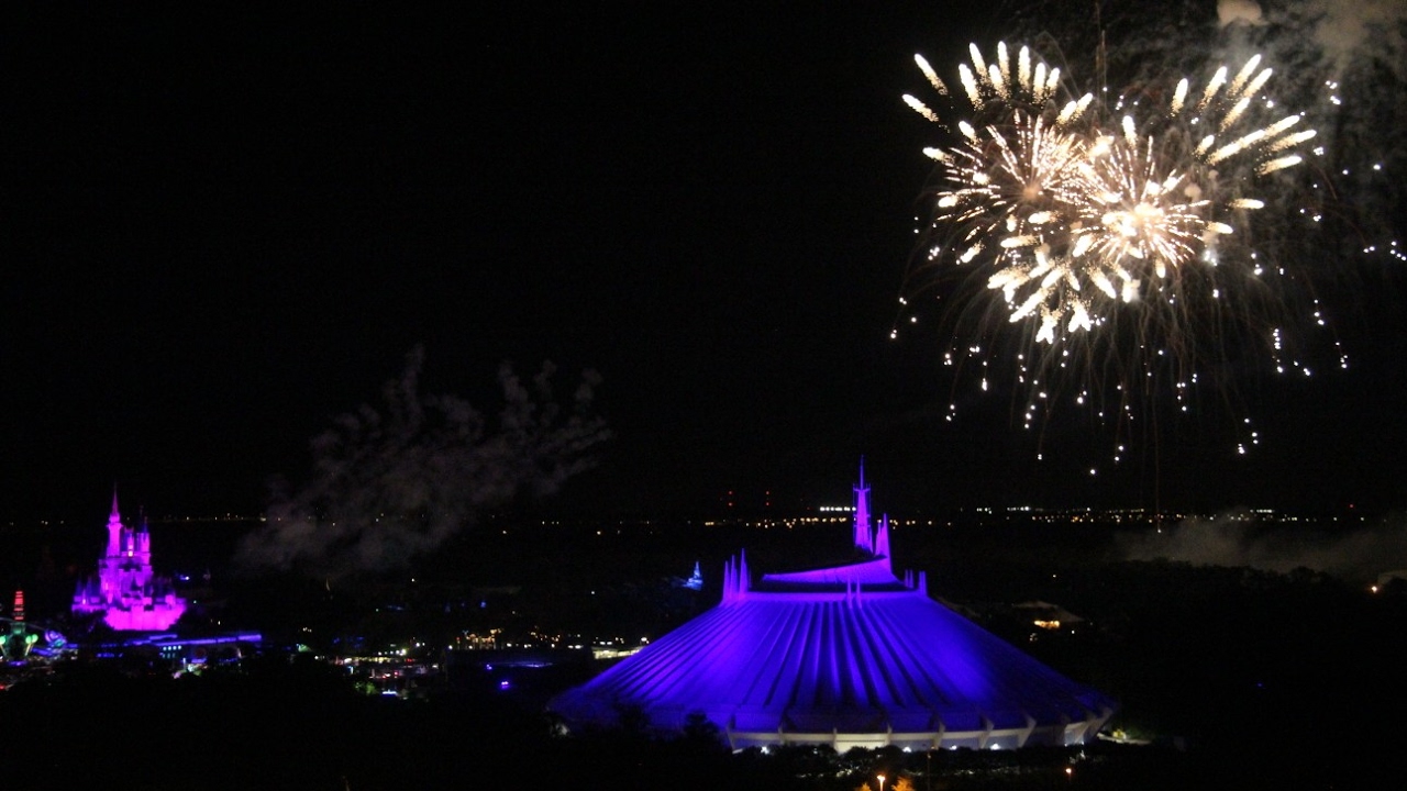 Wishes Fireworks Magic Kingdom - Baylake Tower View