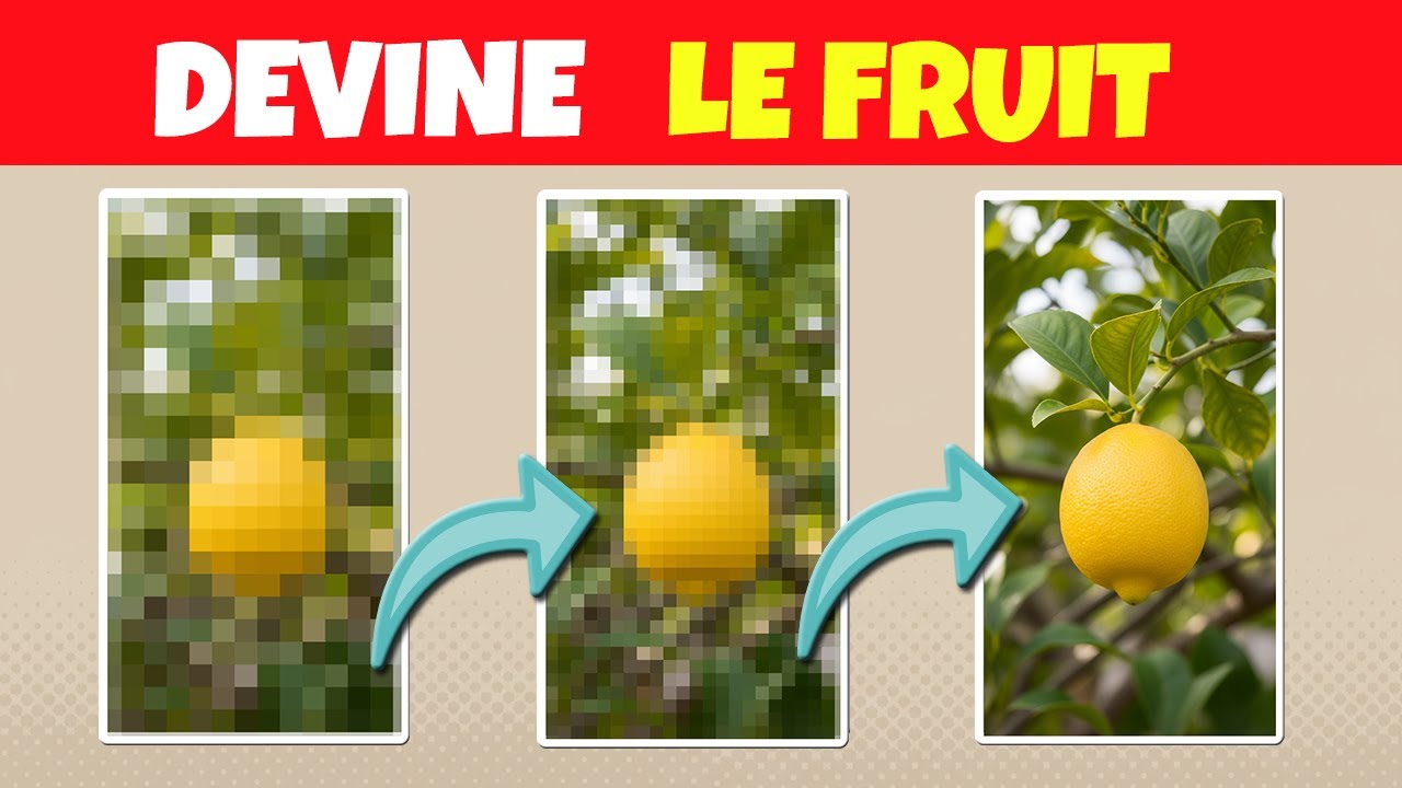 Devine les 15 fruits qui apparaissent ! | Quiz Fruits pixel‑reveal 🍎