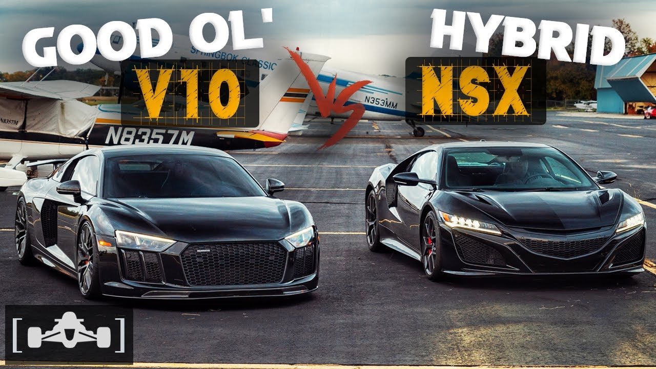 Acura NSX против Audi R8 V10 Plus | Гибридные технологии против суперкаров старой школы