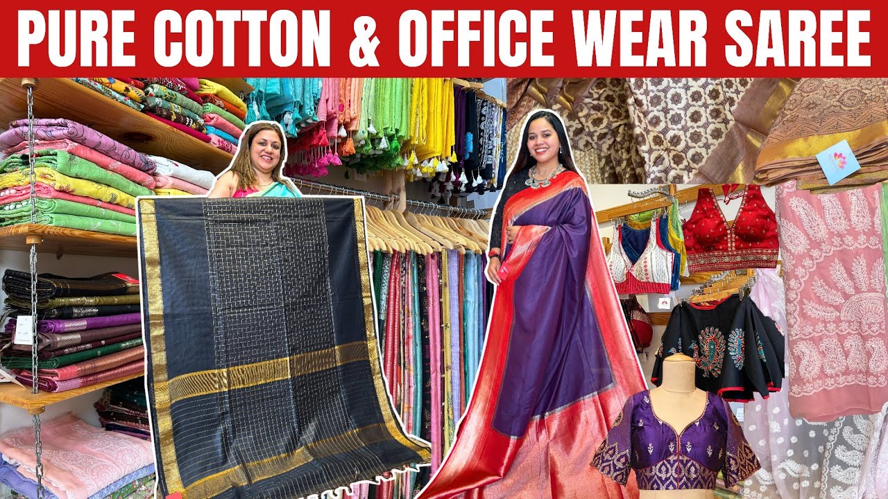 Pure Cotton Saree | Chikankari Saree | Chanderi Cotton Saree |Office Wear Saree |Ready to Wear Saree