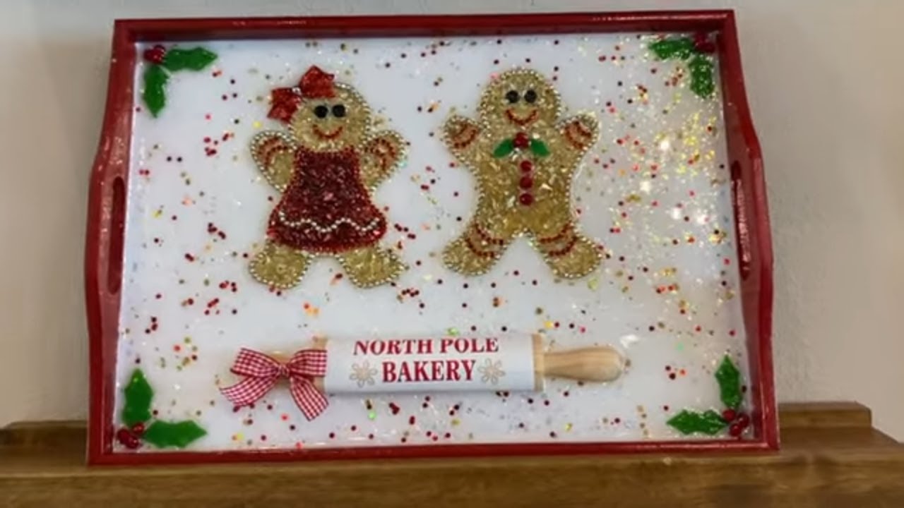# 221 DIY CHRISTMAS GINGERBREAD GLASS AND EPOXY RESIN ART  RESIN TRAY GINGERBREAD COOKIES