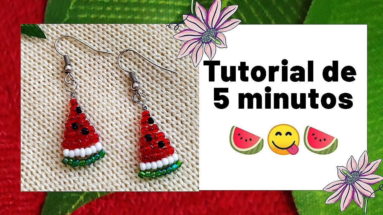🍉 Zarcillos de mostacillas paso a paso