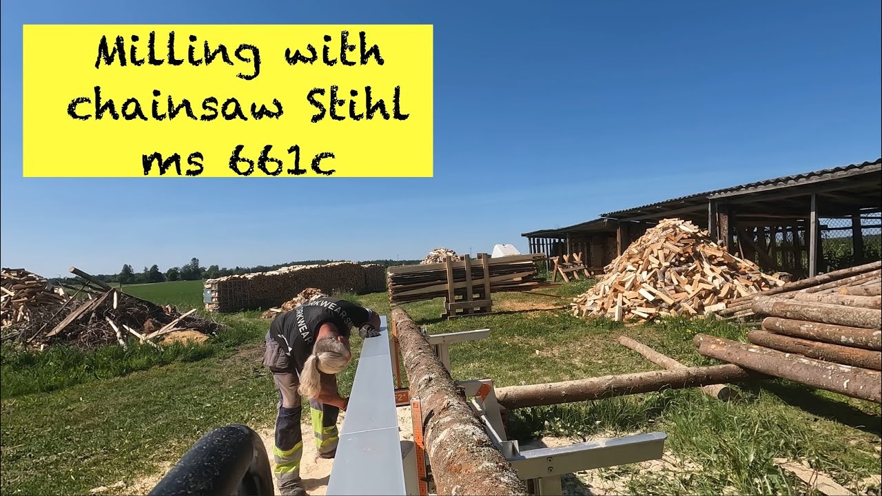 Stihl MS 661c-m,Logosol F2+,making sawdust and some 4X4's,milling small logs