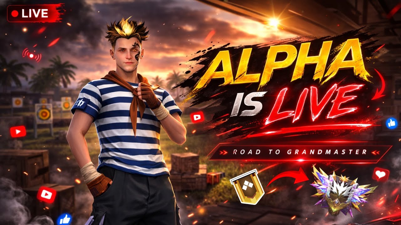 ALPHA IS LIVE 🔴 FREE FIRE ROAD TO GRANDMASTER 😲