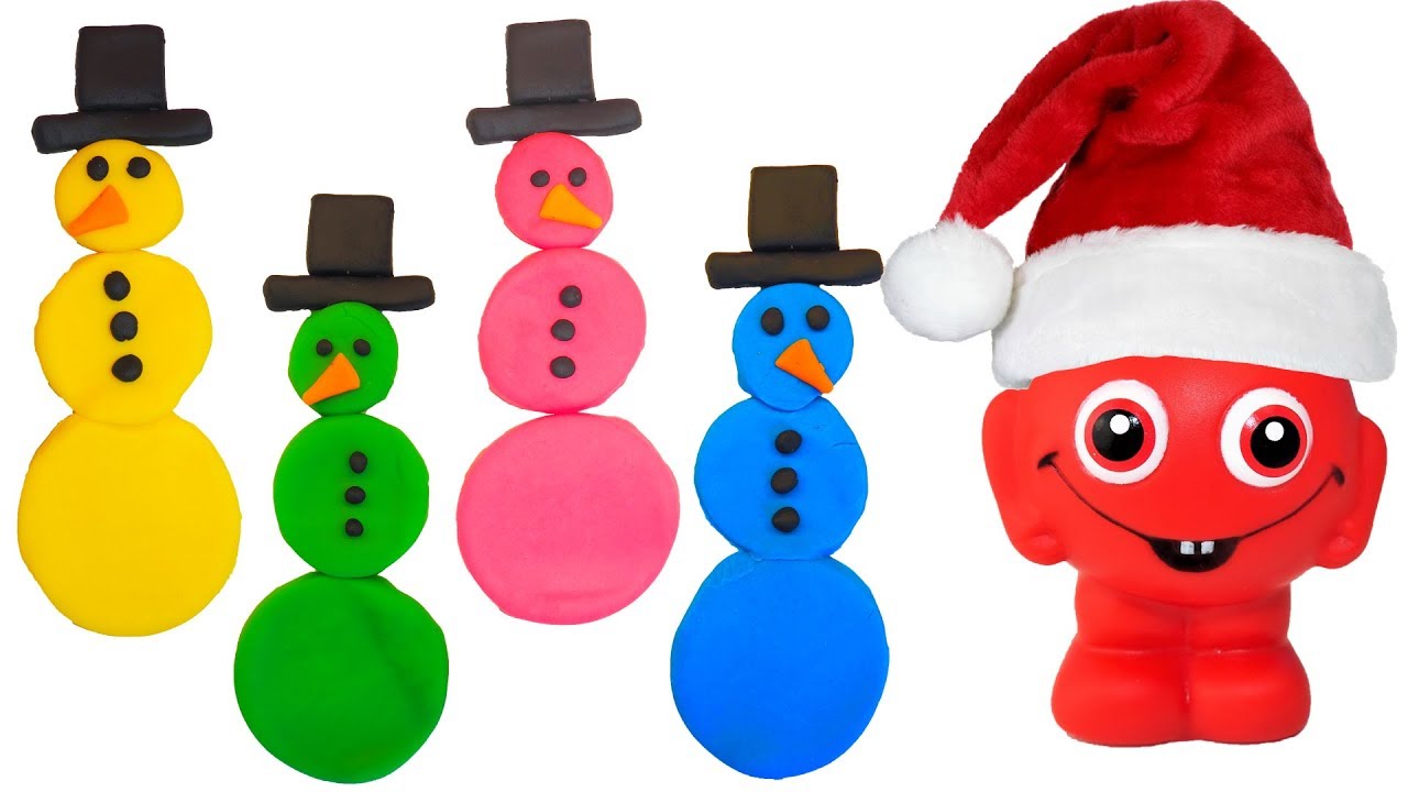 Babblarna gör roliga snögubbar i olika färger i Play Doh & leker med slime - Lek och lär på svenska