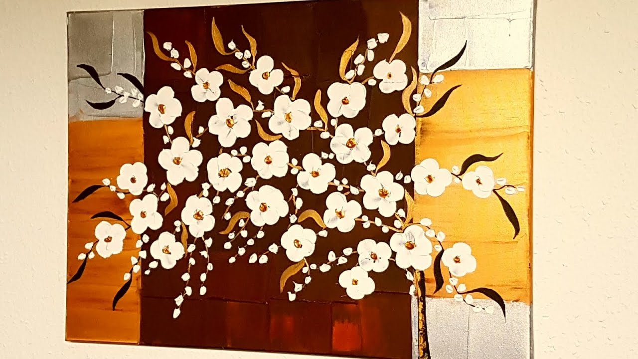 Blumen Malen Acryl Spachtel Impasto - Flowers Acrylic Painting Palette Knife Impasto