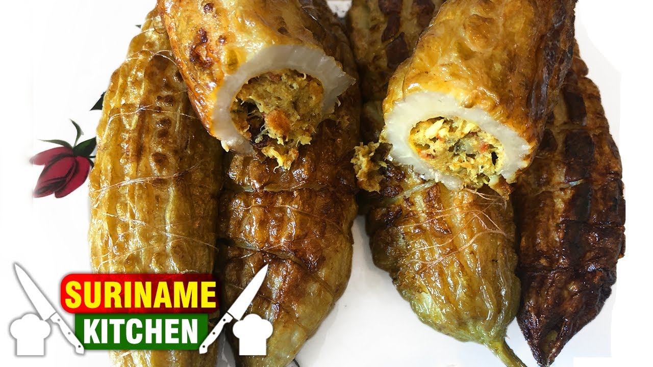 Surinaamse Sopropo Gevuld Met Vis (Kaloudjie) | Suriname Bittermelon Stuffed With Fish