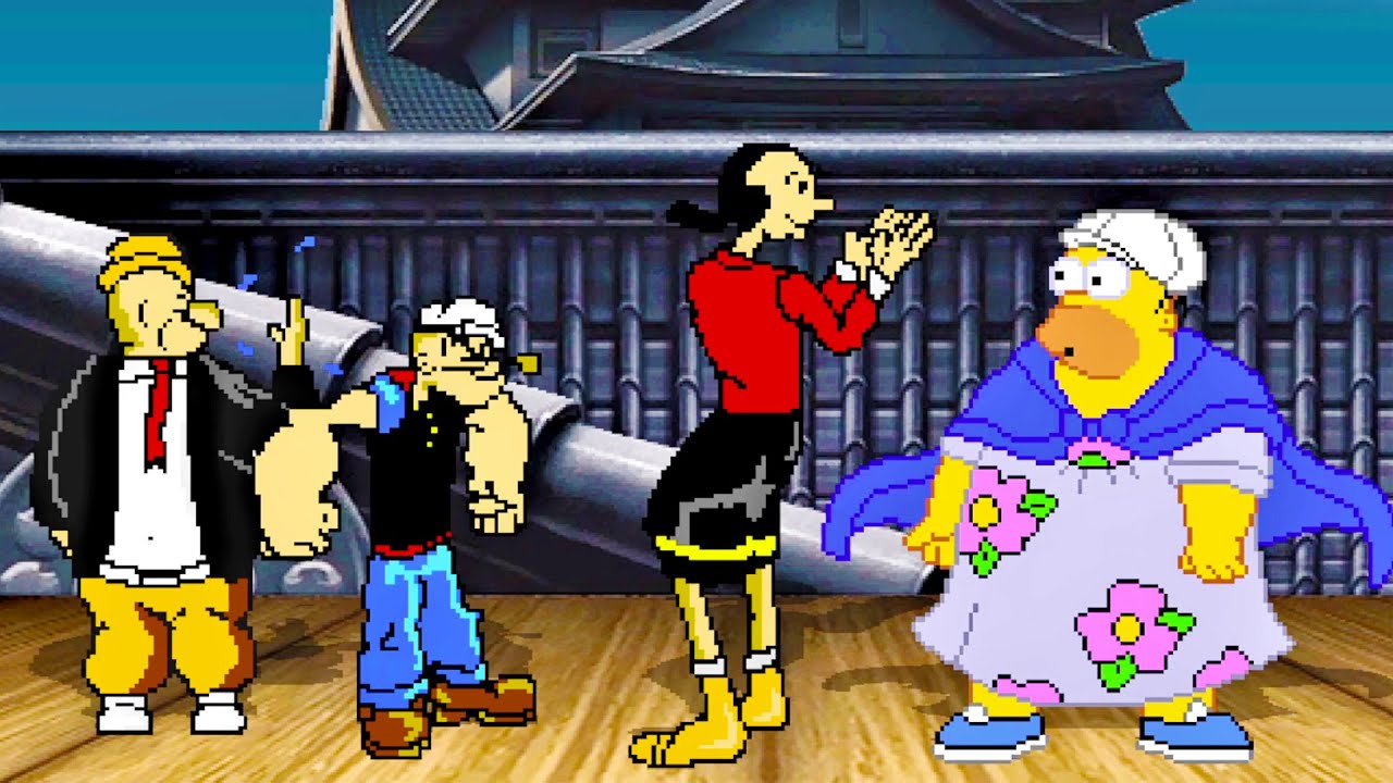 POPEYE vs HOMER SIMPSON Ultimate HYPER LEVEL INSANE EPIC FIGHT!
