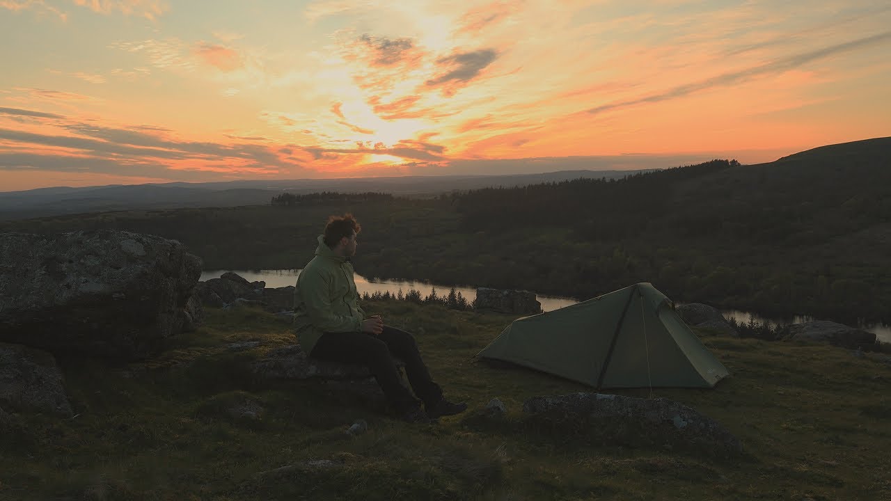 Solo Wild camp with a crazy sunset over Burrator Reservoir