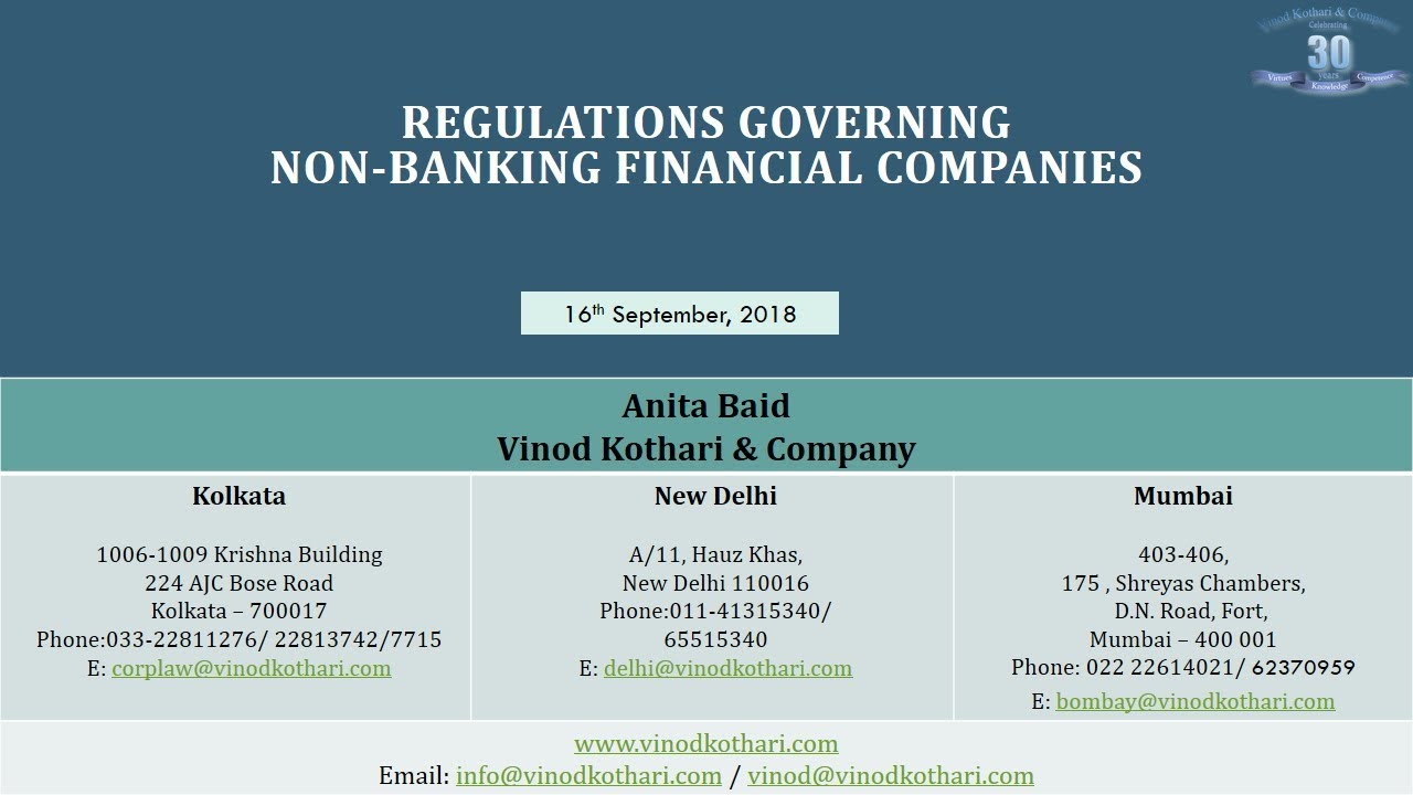 Lecture 5 | Regulations Governing NBFCs | Power of 30 | Vinod Kothari & Company