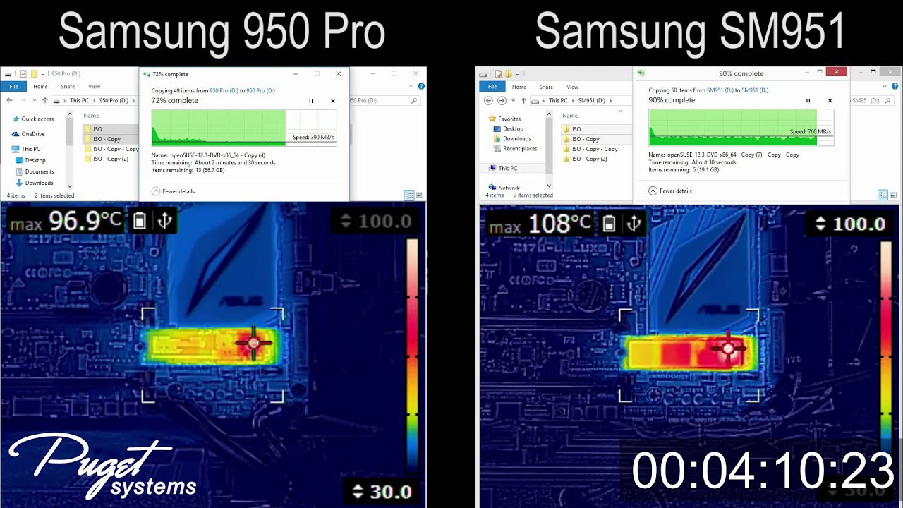 Samsung 950 Pro vs Samsung SM951 Thermal Comparison