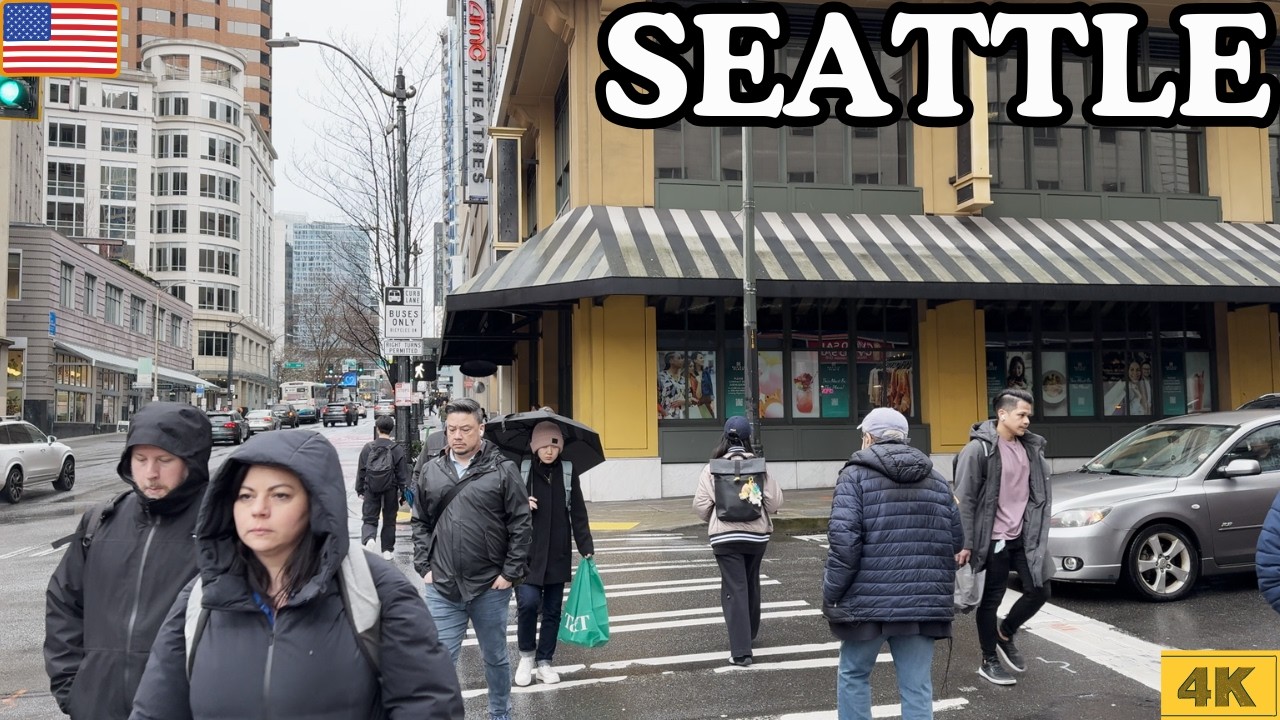 🌃 Seattle, USA 1 Hour of Rainy Streets & City Lights 🌧️ 4K 60fps Walking Tour | @Chyfum