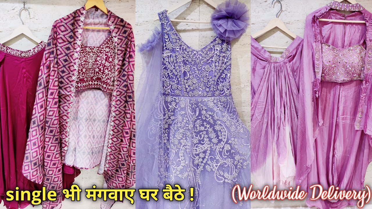 Jatin Bhai, 1550₹💖 New Designer Shrug Cape With Cowl Skirt, Indo Fusion Wear, Crop Top Plazo