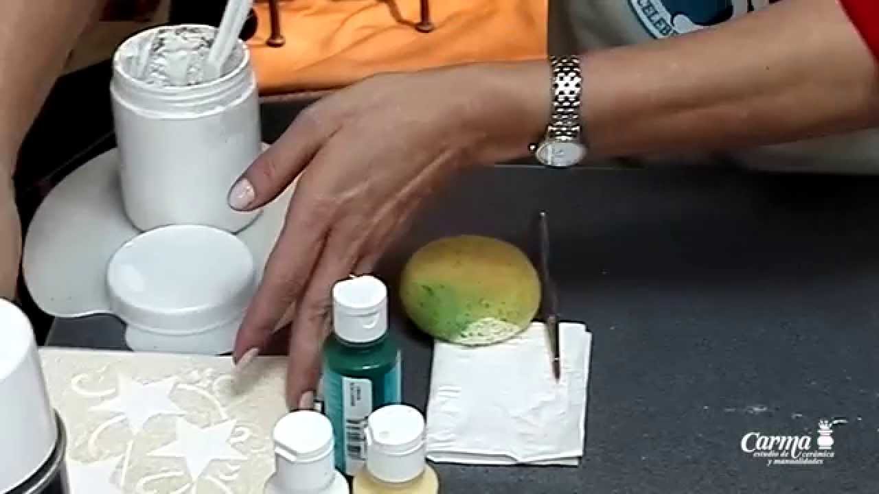 PINTURA EN MADERA - QUEBRADO DE COLOR Y ESTÉNCIL CON RELIEVE - Portavinos