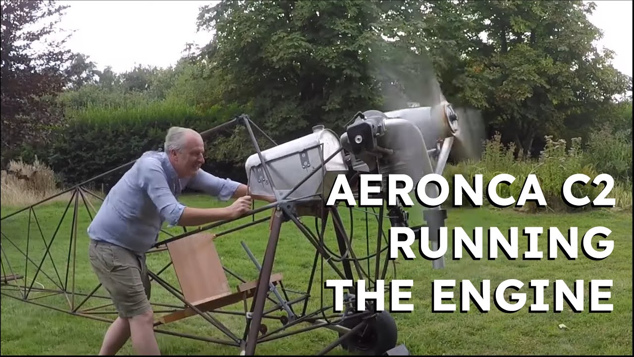 Aeronca C2 — запуск двигателя