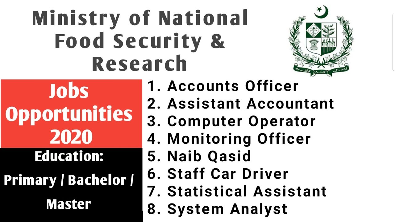 Ministry of National Food Security & Research Jobs 2020 - PTS  jobs 2020 -Pakistan Jobs Explore