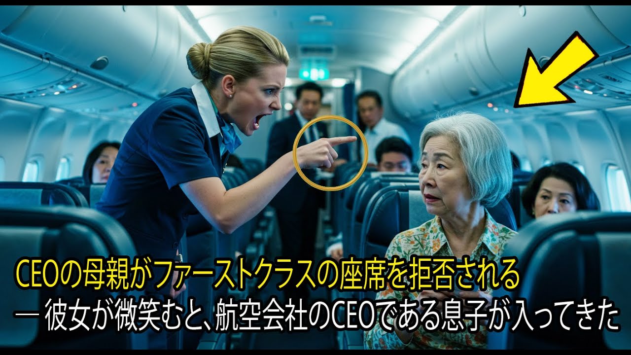 CEOの母親がファーストクラスの座席を拒否される ― 彼女が微笑むと、航空会社のCEOである息子が入ってきた