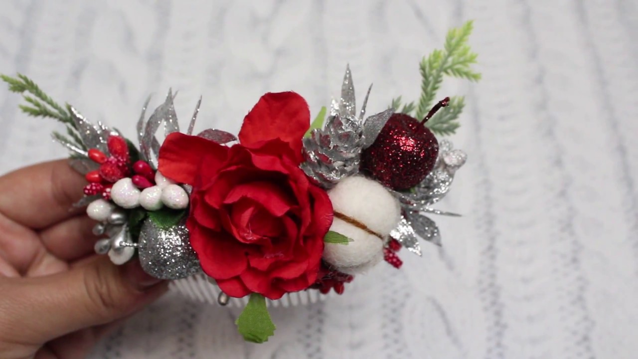 Winter wedding hair accessories Bridesmaid hair winter wedding comb Bride hair comb winter Christmas