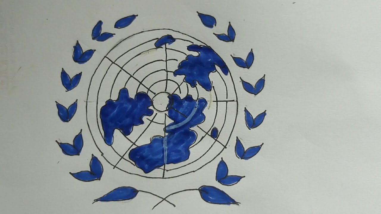 United Nations Drawing | UN Symbol Drawing |step by step