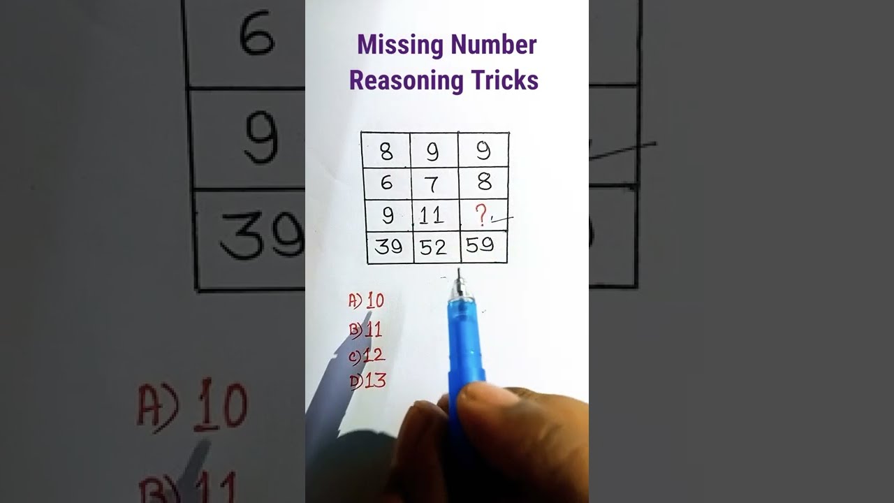 Missing Number Reasoning Tricks in Hindi| Reasoning Classes for rrb group d exam| #shorts
