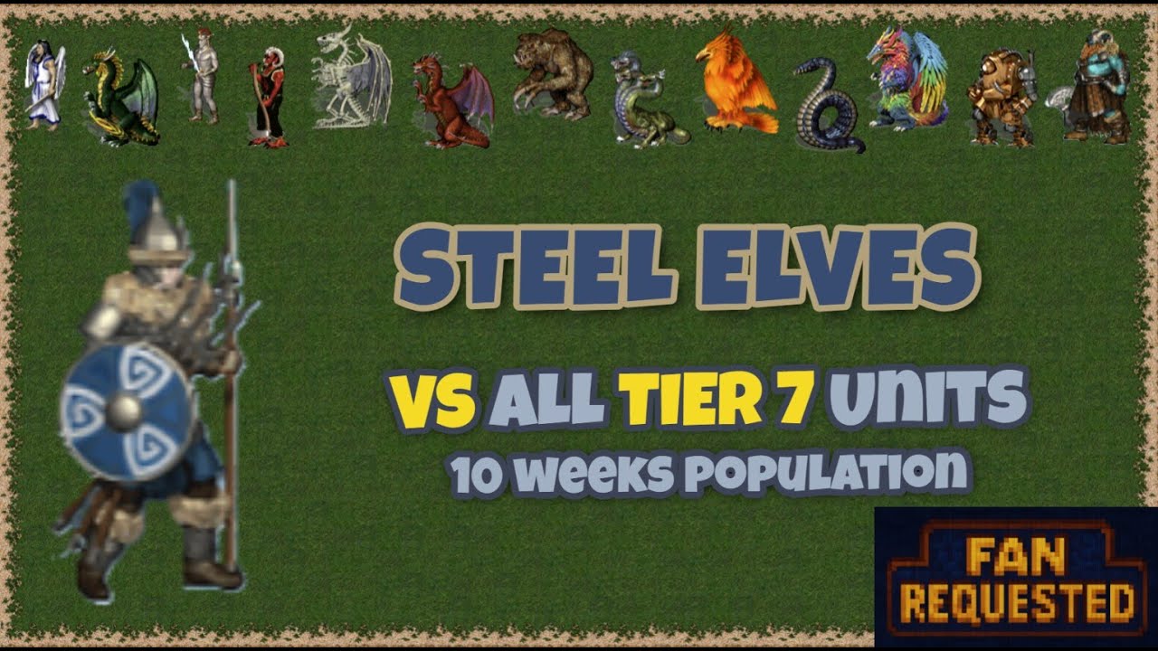 Fan Requested Steel Elves PROMOTED vs all level 7 basic units in Heroes 3