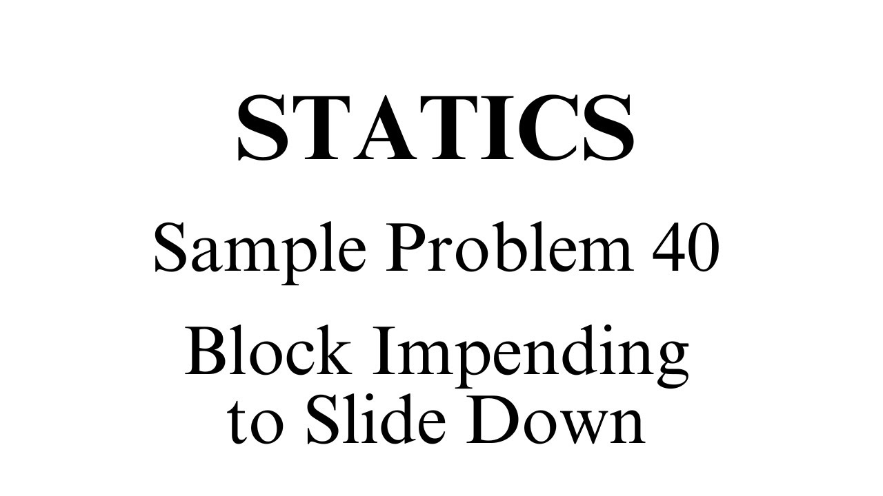 Statics - Sample Problem 40 (Block Impending to Slide Down)