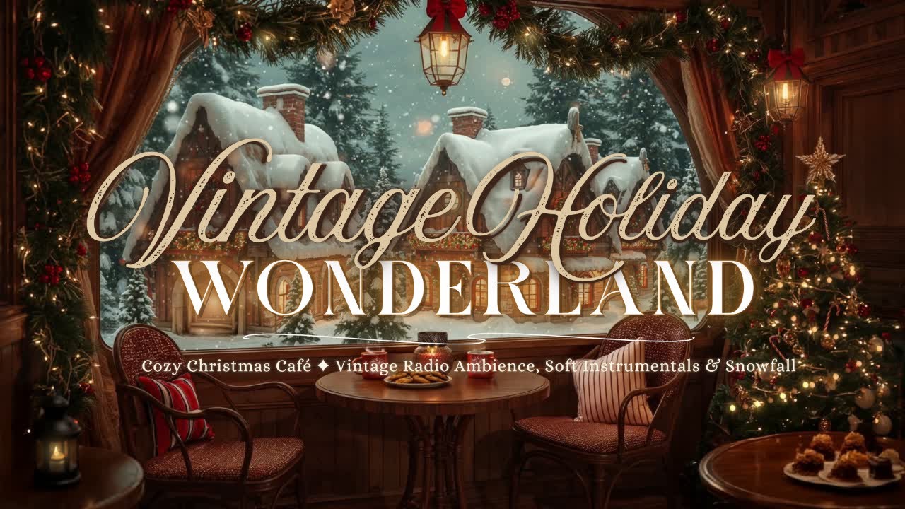 Vintage Holiday Wonderland ✦ 1930s Christmas Caf&eacute; Ambience, Cozy Radio & Snowfall