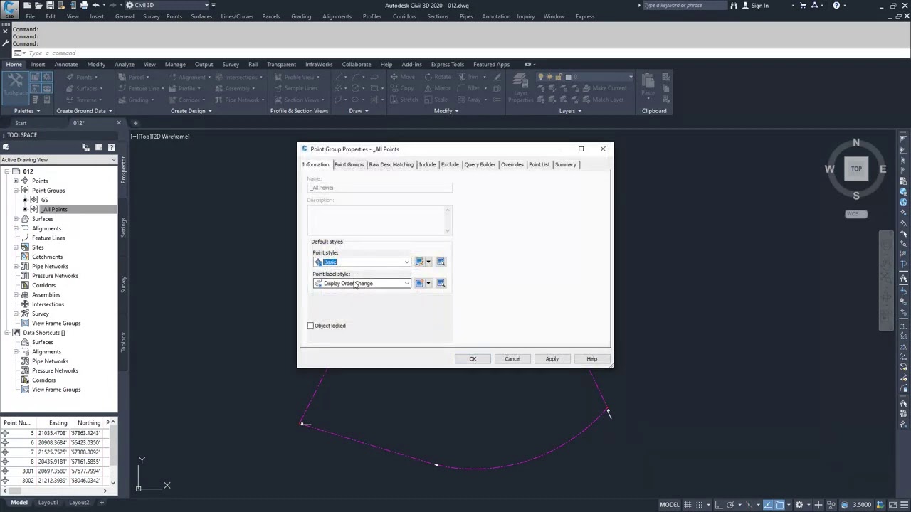 AutoCAD Autodesk:  Change point group display order