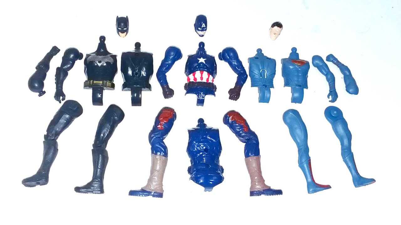 MARVEL LEGENDS ACTION FIGURES, Bat-man vs Captain america vs Super-man 