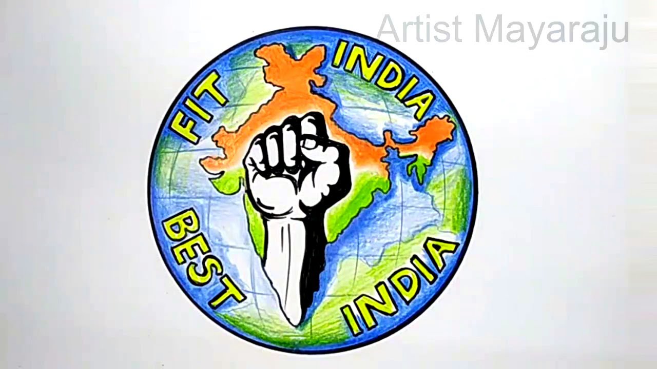 fit india drawing / fit india drawing easy / fit india poster making / fit india hit india drawing