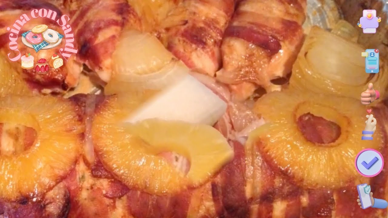 Rollo de Pollo Relleno con Piña🍍Hamon y Queso #youtube #youtubeshorts #shorts