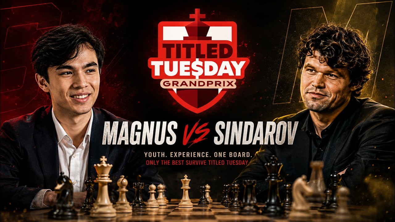World No. 1 Magnus Carlsen plays Titled Tuesday against World Championship Challenger Sindarov