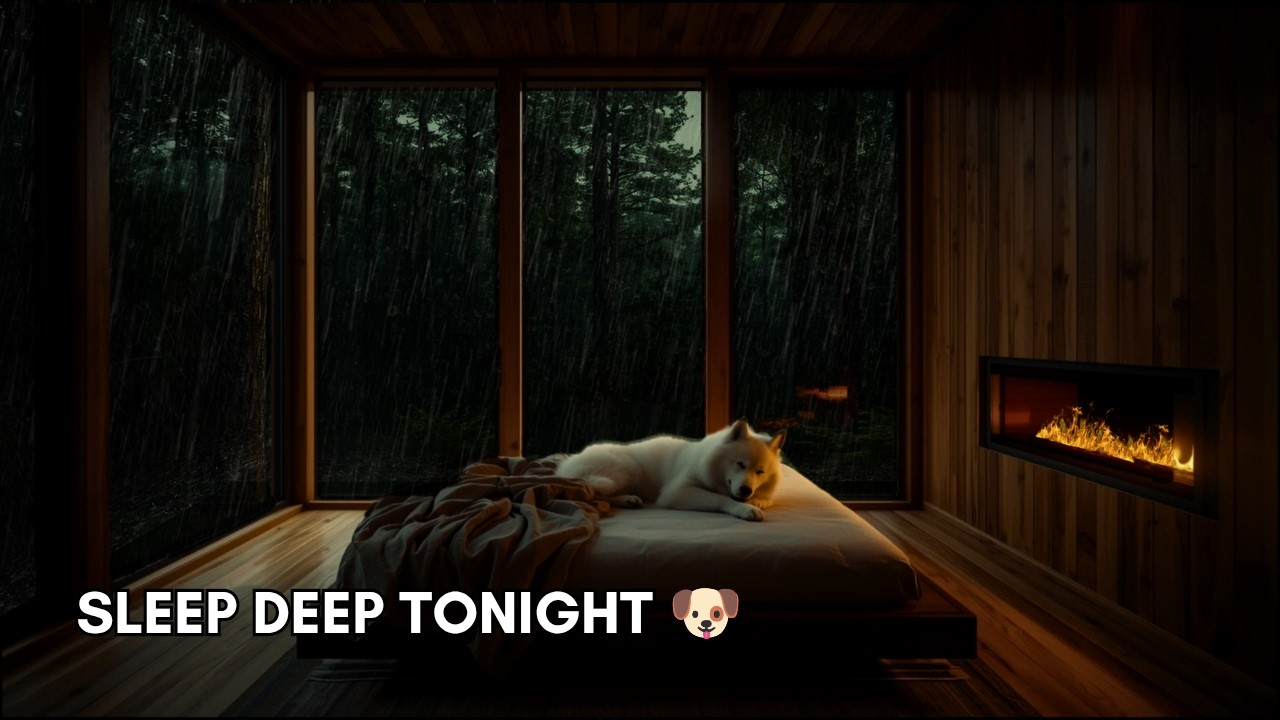 Relaxing Rain Sounds for Sleep | Cozy Cabin & Calm Sleeping Dog