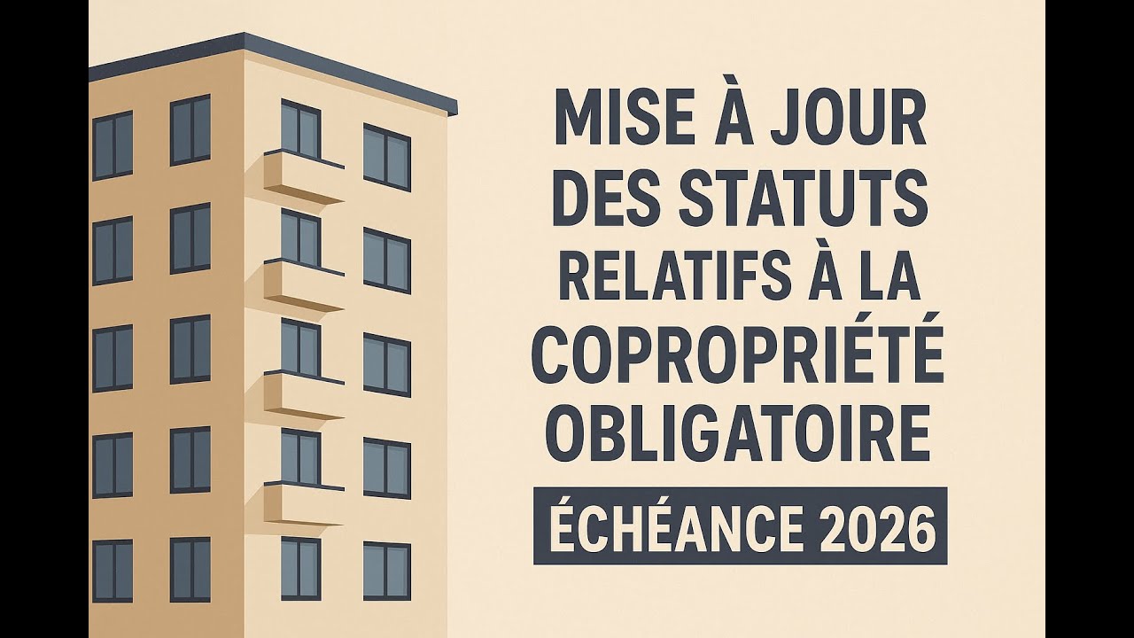 Mise à jour des statuts relatifs à la copropriété obligatoire  échéance 2026