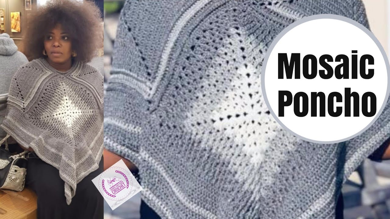 Crochet Mosaic Poncho | Take your poncho to the next level!  💙 handsthatrockcrochet