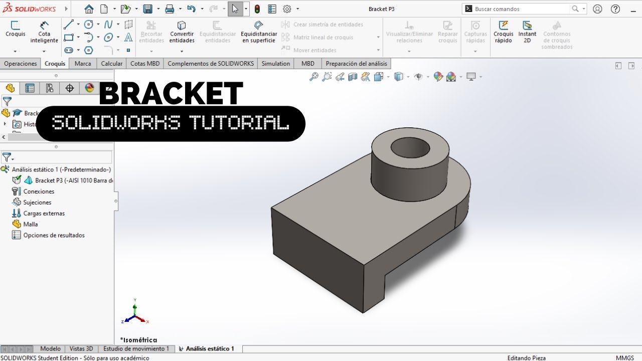 Bracket Solidworks Práctica 3|| Tutorial