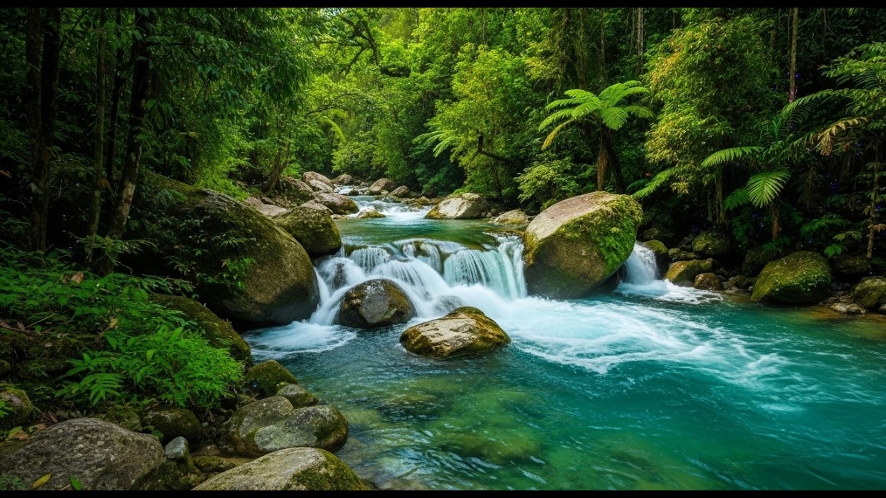4K Tranquil Jungle River – Calming Water Sounds for Meditation