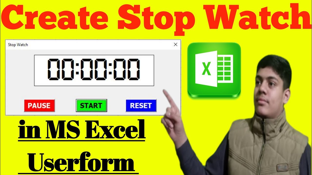 How To Make Stop Watch in MS Excel Userform  With Easy and Simple Method.