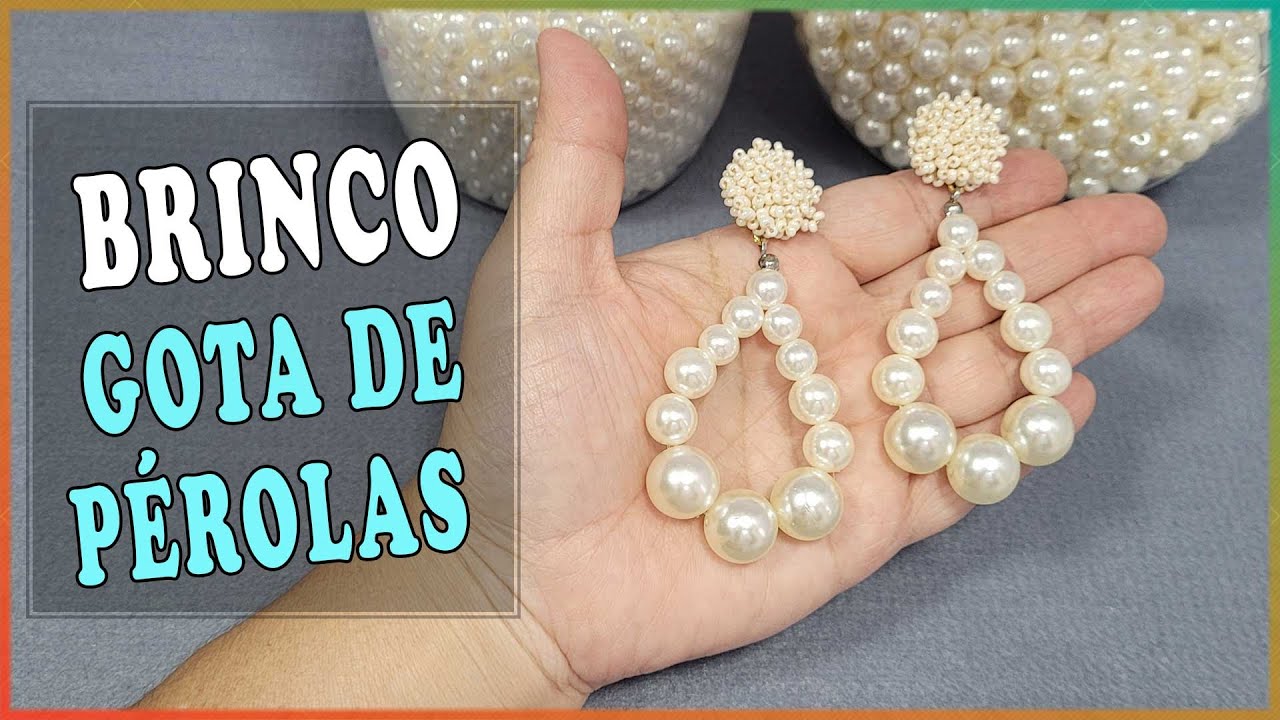 Como fazer brinco de pérolas em formato de gota