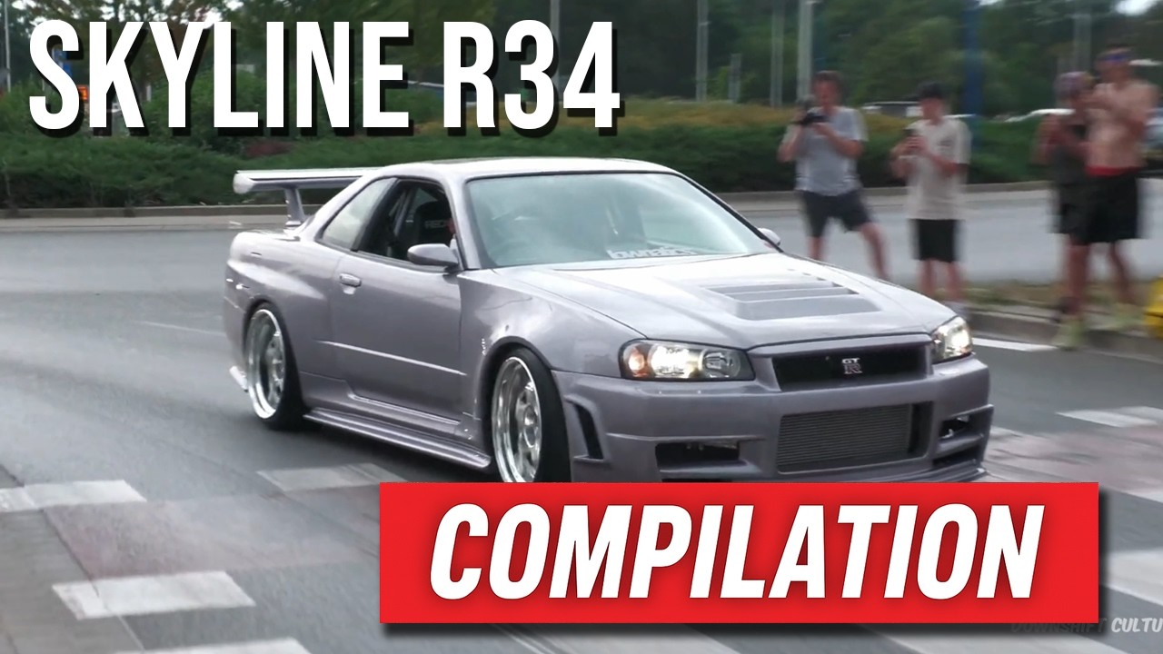 Nissan Skyline R34 Exhaust Flames & Accelerations Compilation