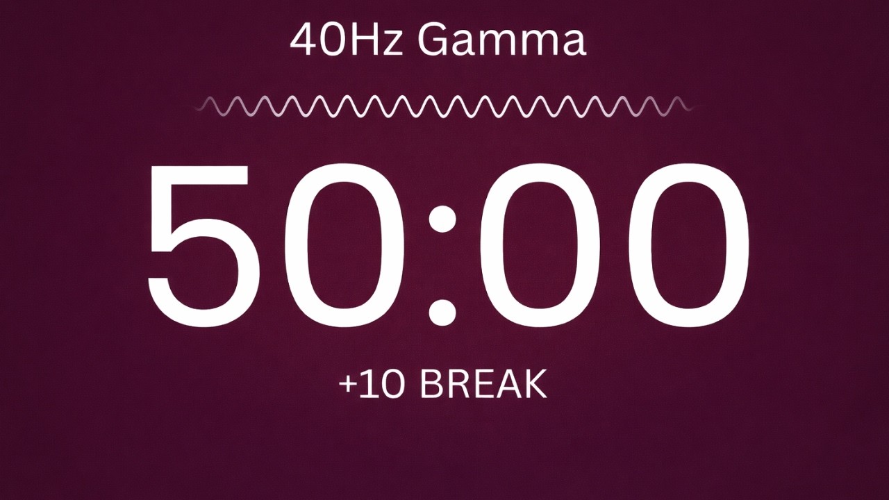 50/10 Pomodoro Timer with 40Hz Brainwave Tones │🔥 Deep Focus
