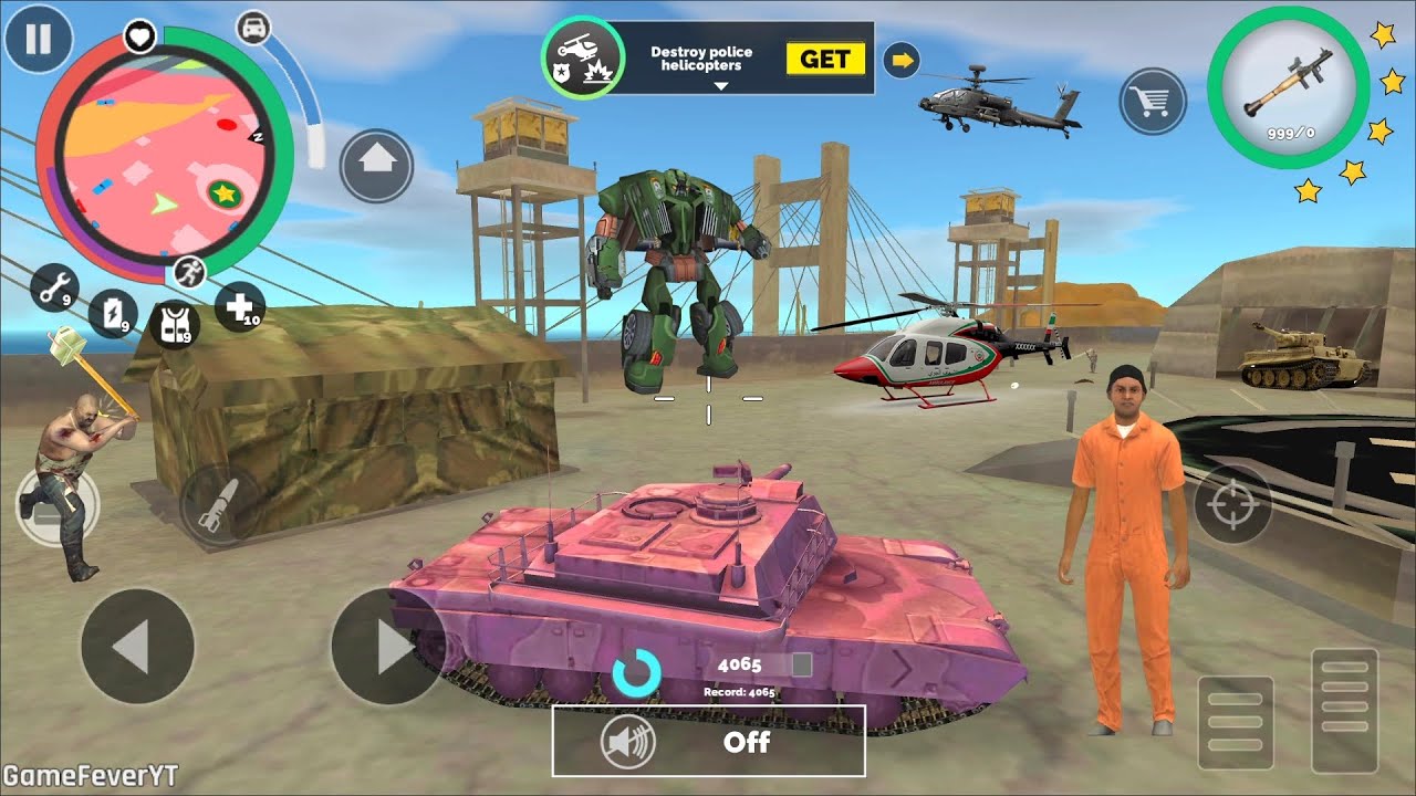 Vegas Crime Simulator (Tank Enter Army Base) Vegas Hero with Prison Costume - Android Gameplay HD