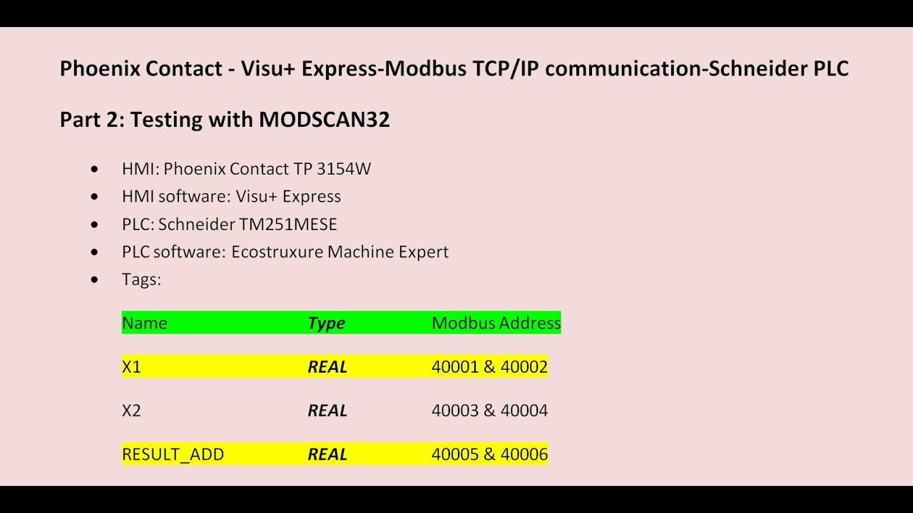 Phoenix Contact - Visu+ Express-Modbus TCP/IP communication-Schneider PLC (P2)