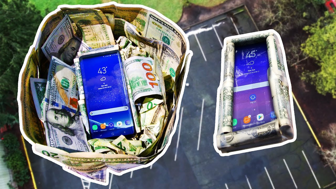 Galaxy S8 100 FT Drop Test! $25 vs $1000 Cash Case Faceoff!
