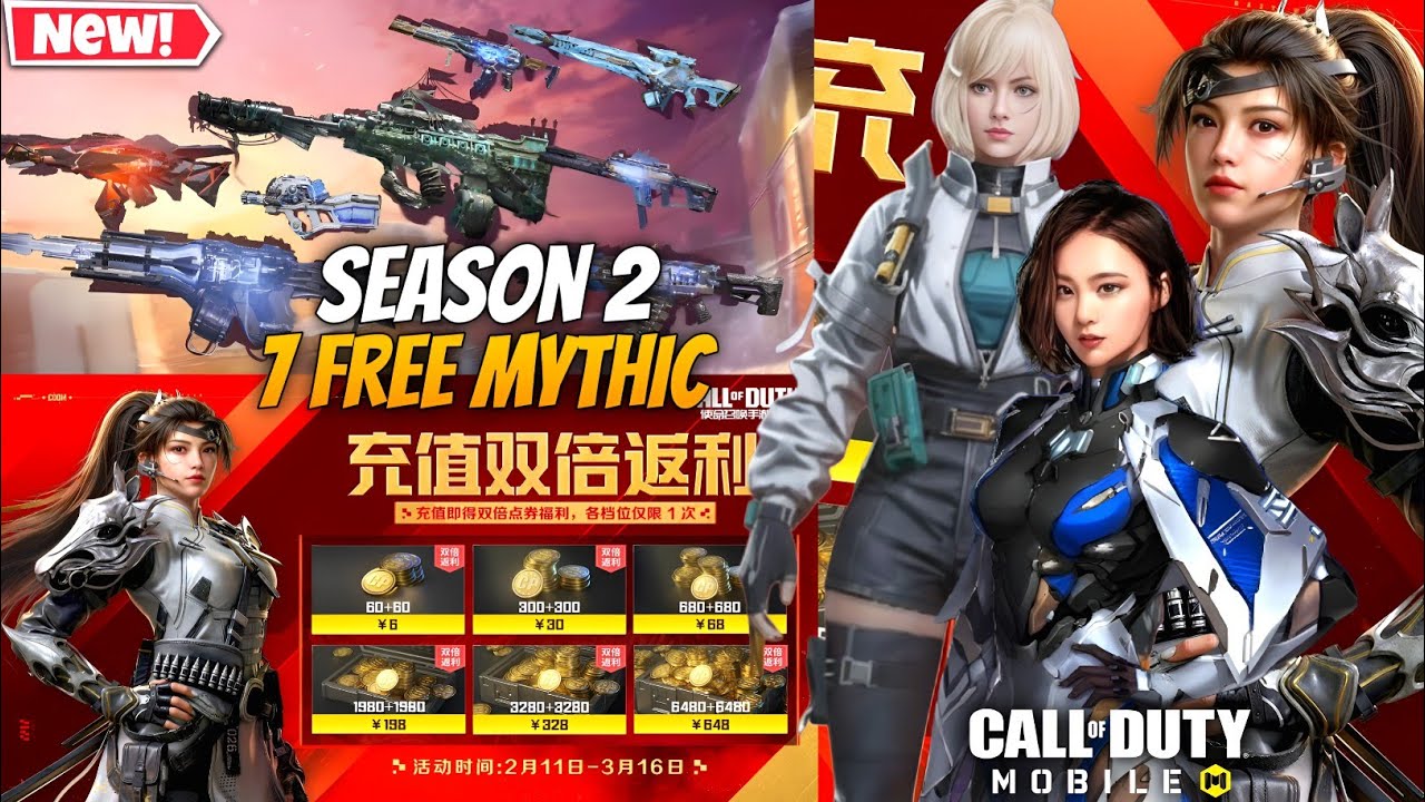 Season 2 Leaks Free 7 Mythic Gun Get Unlock+Double CP Event is Back+All 7 Free Mythic Gameplay, CODM